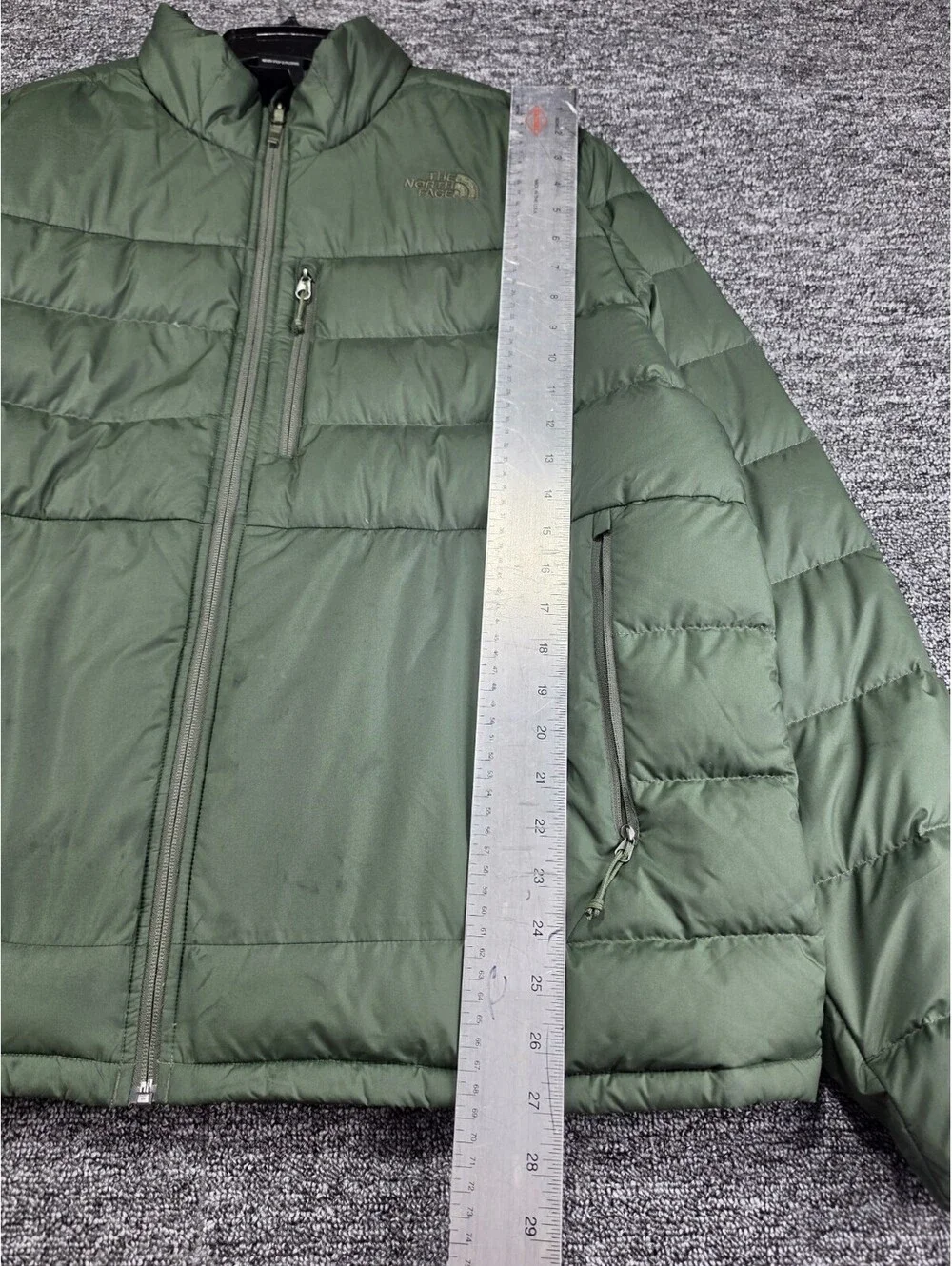 The North Face Men's Green 550 Down Puffer Jacket Full Zip Pockets Size 2XL